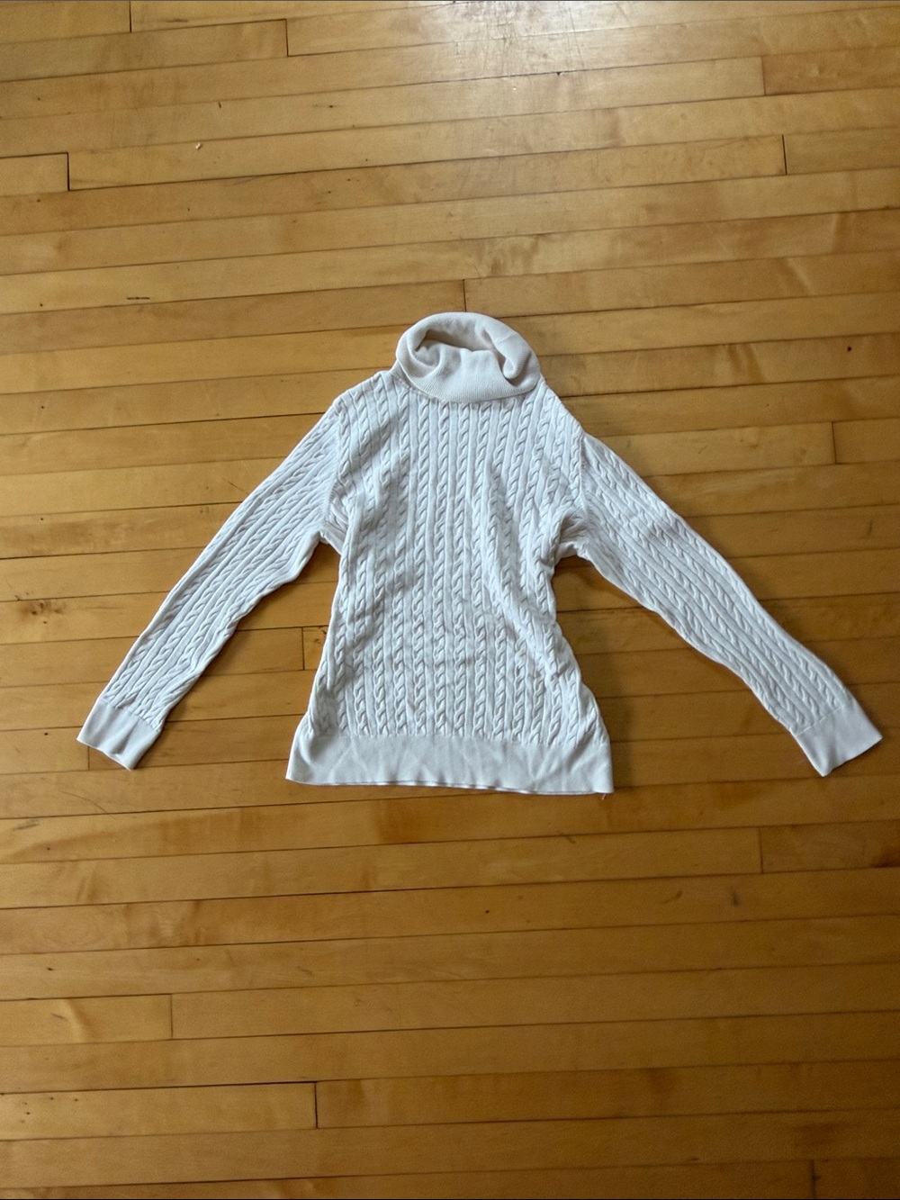 Talbots Ivory Cable Turtleneck Sweater